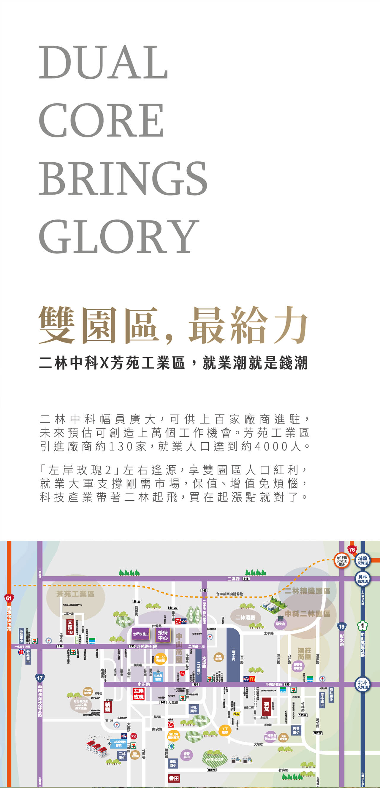 「翔富左岸玫瑰II」二林中科X芳苑工業區，享雙園區人口紅利。